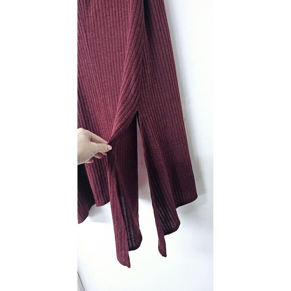 SLINKY BRAND Wine Red Long Sleeveless Open Front Women Cardigan (M) - Picture 4 of 4
